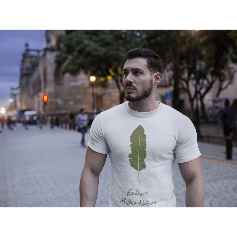Unisex Short sleeve crew neck t-shirt leaf White cotton - FAT GORILLA