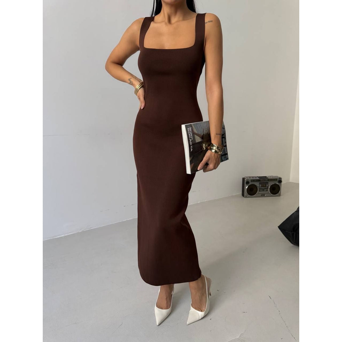 Fat Gorilla Scoop Neck Knitted Dress - Style 52225047 - FAT GORILLA